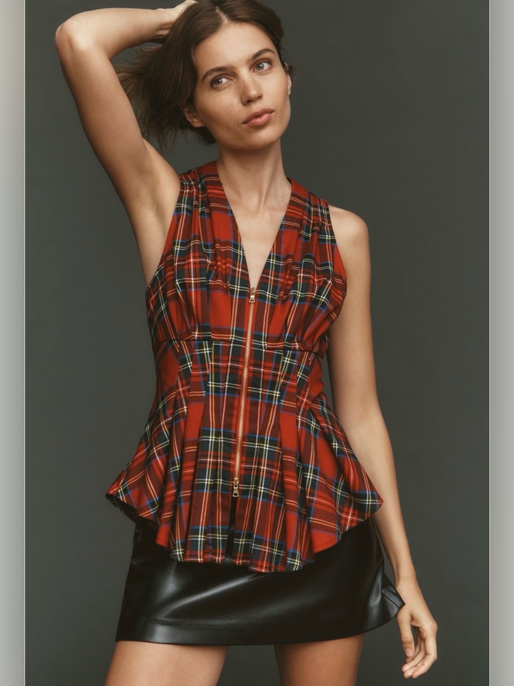 💜Firm Price💜Maeve waisted zip front sleeveless top